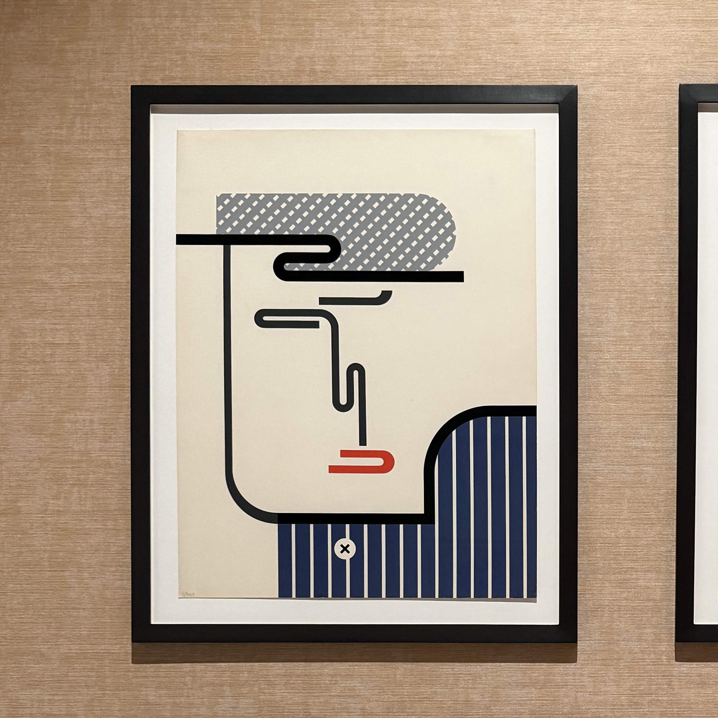 Painting by Walter Dexel showing a figure with an X-shaped button on their shirt